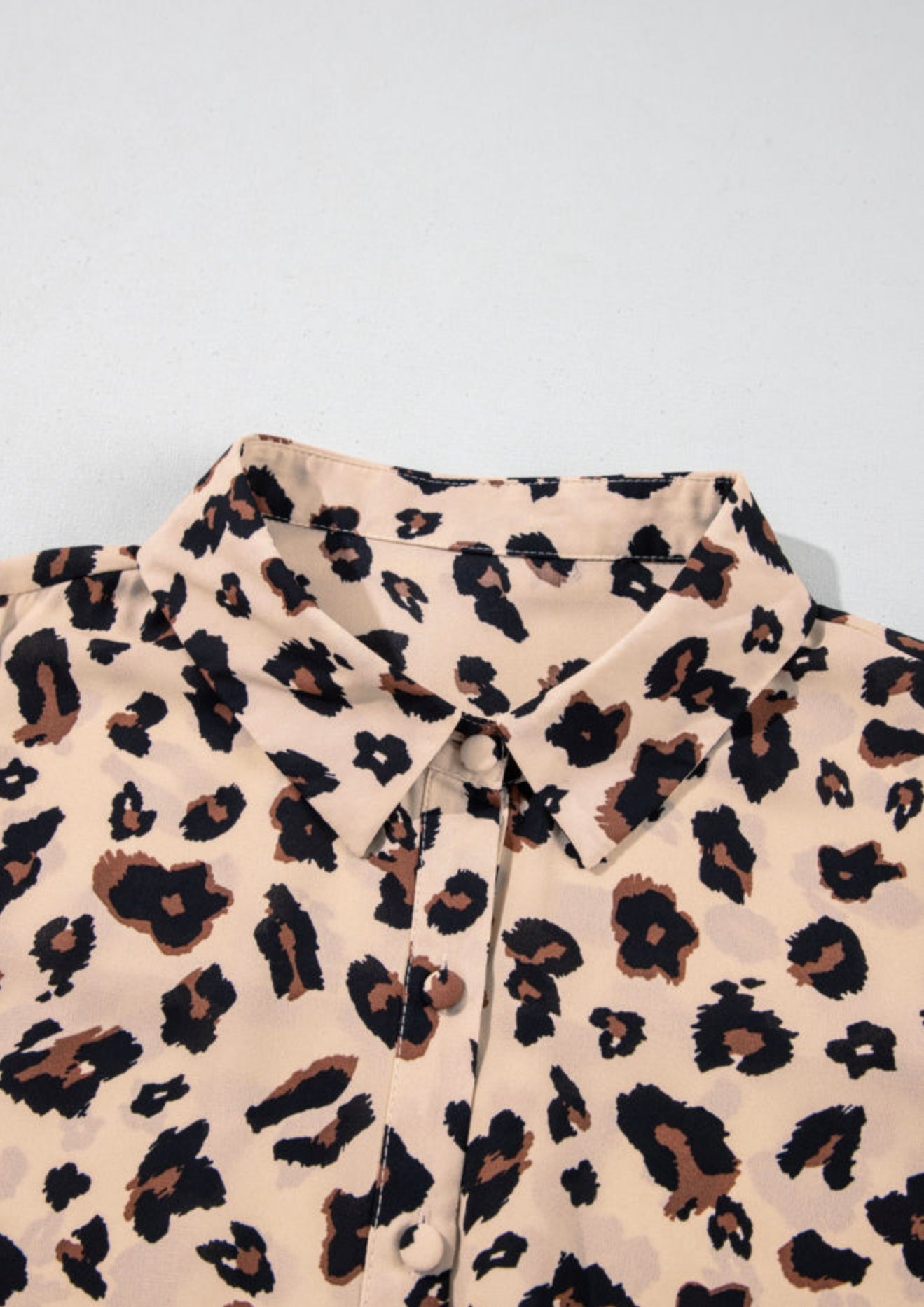 A64 Animal Print Blouse with Ivory Fabric Covered Buttons - Ivy's Gifts & Boutique