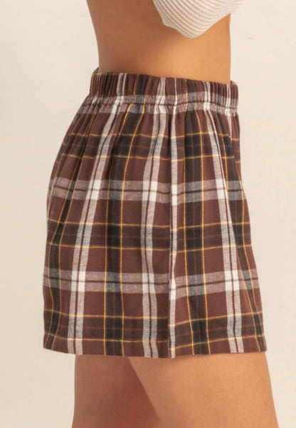 MLPS Plaid Fall Shorts with Elastic Waistband for Comfort without Sacrificing Style