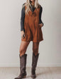 MLRP Cinnamon Color Pleated Loose Fit Styled Sleeveless Romper with Tie