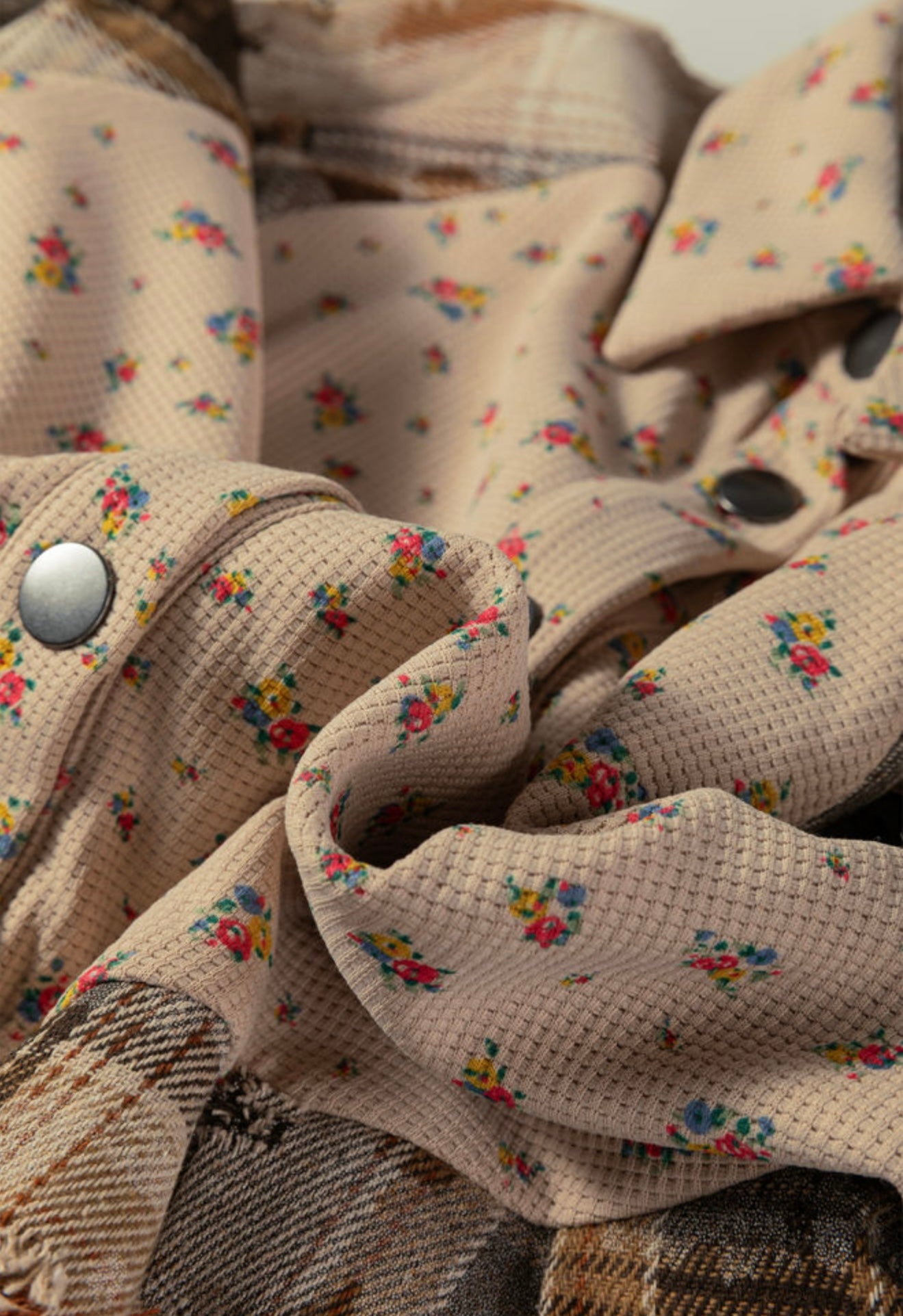 A51 Boho Style Patchwork Style Button Up Blouse - Ivy's Gifts & Boutique