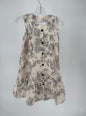 CH5 Children's Cream and Navy Floral Print Cotton Dress with Navy Button Front and Ruffle Hem