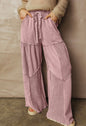 Acid Wash Plum Wide Leg Tier Pants