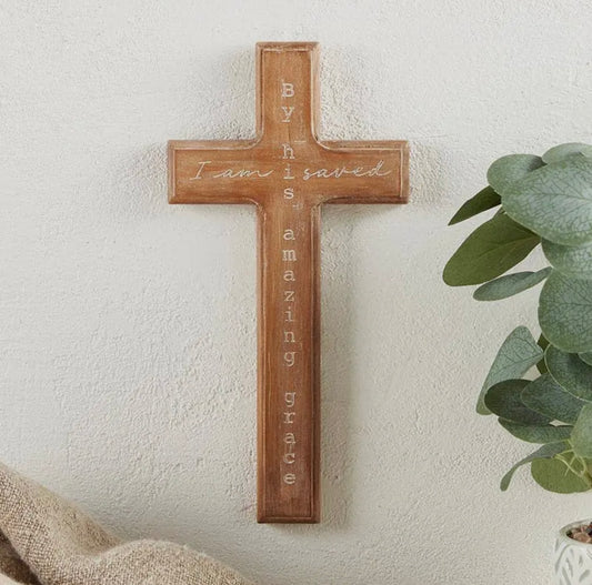 I am saved Wooden Cross