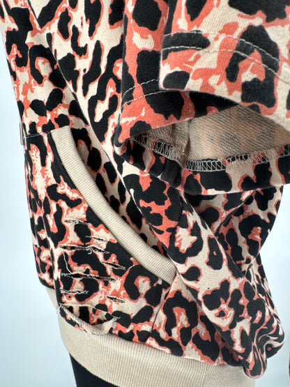 Animal Print Short Sleeved Hooded Sweatshirt