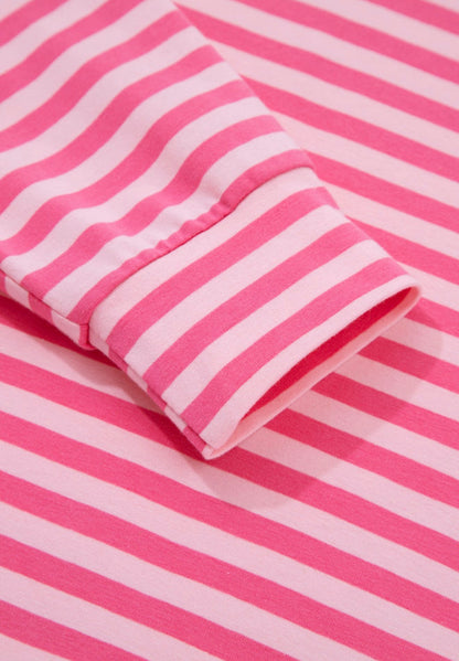 MLPSB Pink Stripe Long Sleeve 2 Piece Lounge Style Pant Set with Button Details