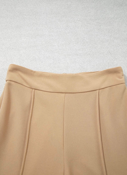 MLDP Khaki Color High Waist Pants with Sewn Crease for Added Style