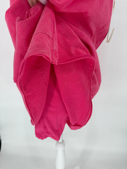 Hot Pink Mineral Washed Romper “Dress” with Full Body Unitard Underneath