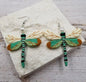 Vintage cloth dragonfly earrings by Ivy's Gifts & Boutique featuring delicate handcrafted fabric wings and intricate metal details.