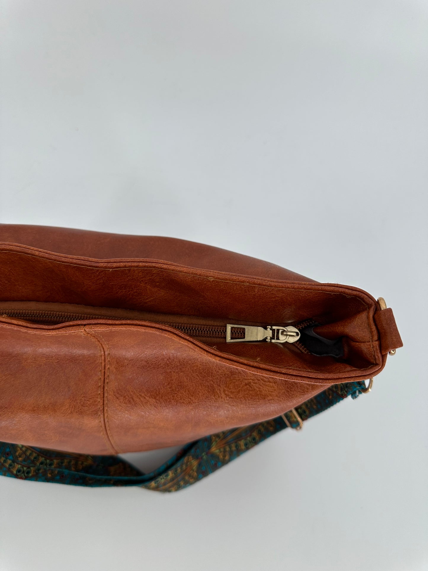 Camel Color Shoulder Bag with Trendy Camera Strap