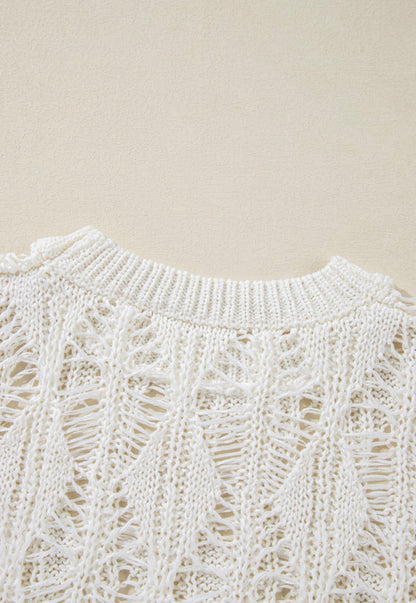 A37 Ivory Loose Woven Summer Sweater - Ivy's Gifts & Boutique