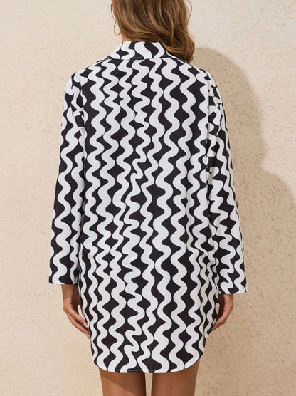 Cover Up Button Up Top in Black and White