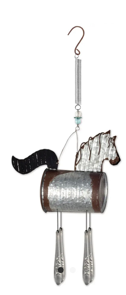 Tin Can Horse Wind Chime Spring Mount