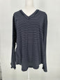 Umgee Navy and White Striped V Neck Top