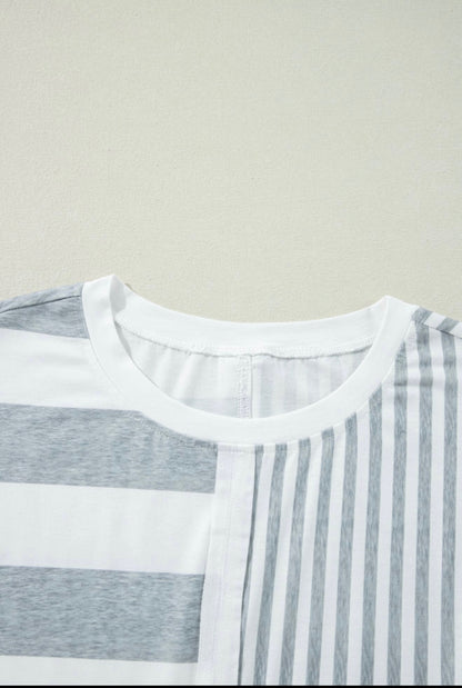 Gray and White color block design Comfy Dress