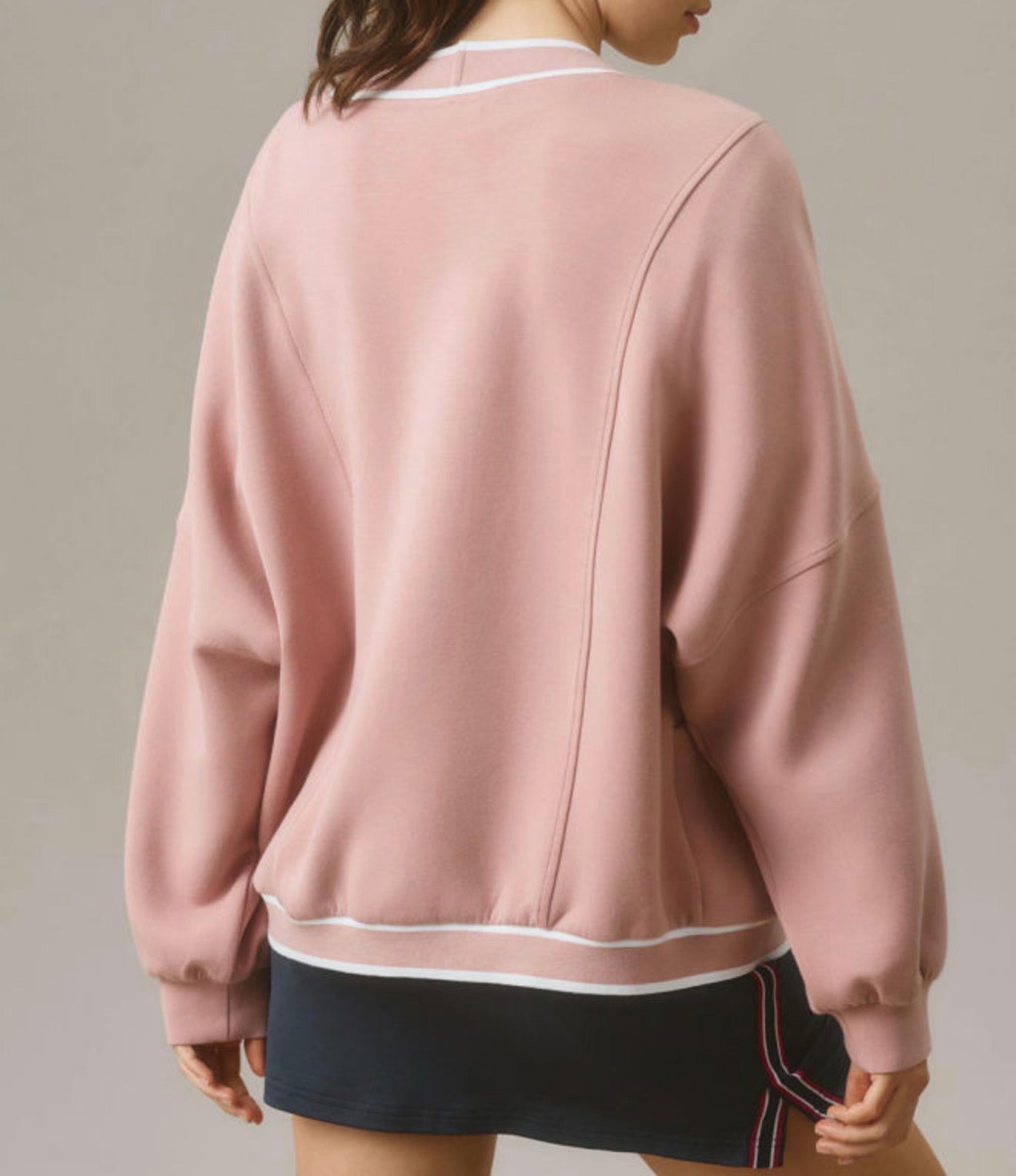 MLMC Super Soft Mauve Button Up Cardigan with Pinstripe Detail