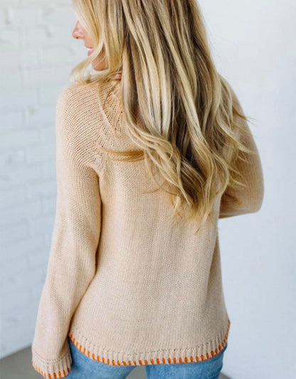 MLYP Yarn Stitched Pumpkin Sweater with Dainty Floral Details