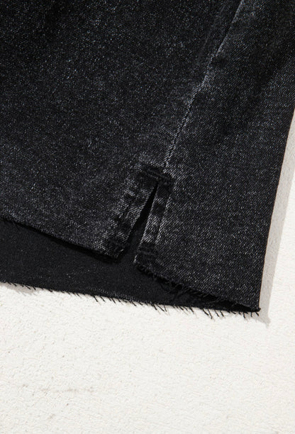 Mineral Washed Black Denim Mini Skirt