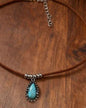 TDFT Teardrop Shape Faux Turquoise with Leatherette Necklace