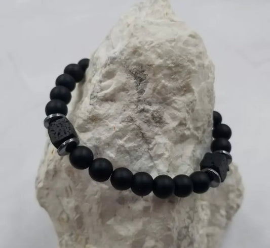 I Love You Dad Black Beaded Bracelet