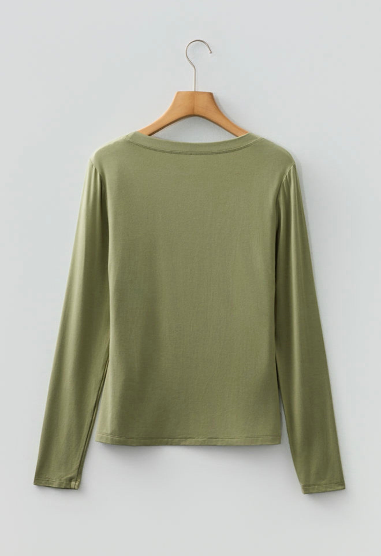 A11 Green Scoop Neck Classic LongSleeve Top