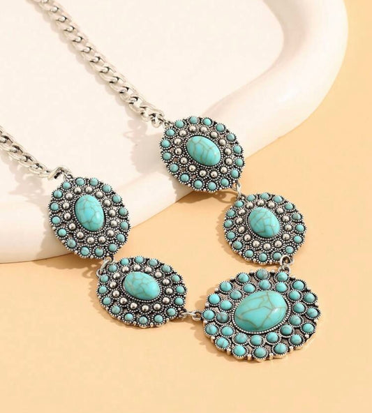 Faux Turquoise  Statement Neklace