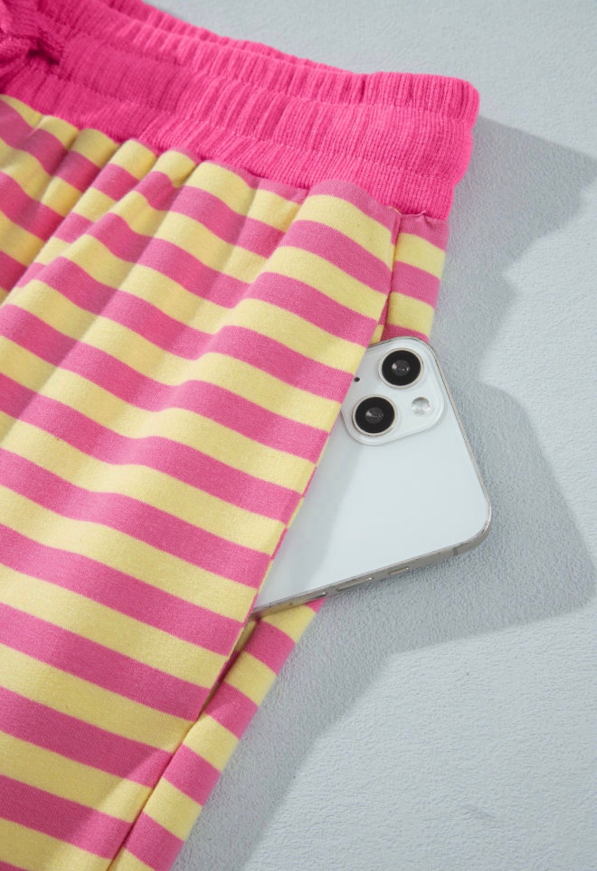 MLPYS Pink and Yellow 2 piece Pant Set with Drawstring Elastic Waist and Pockets