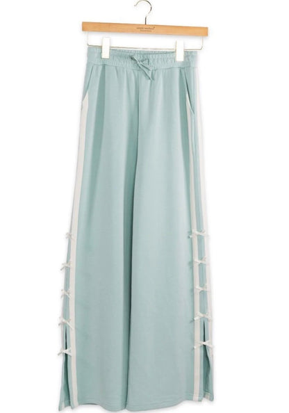 Ivy's Gifts & Boutique SSMP mint green athletic pants with bow side seam detail and comfortable fit