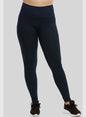 Plus size navy leggings with a wide waistband, featuring soft fabric and a comfortable fit, by Ivy's Gifts & Boutique.