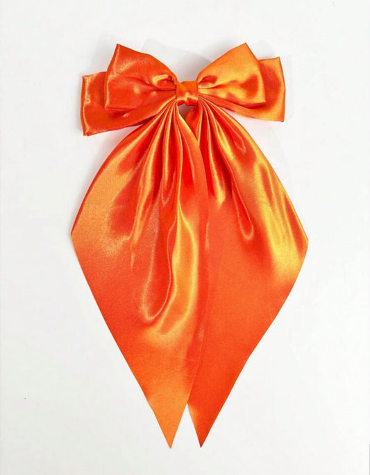 Orange Oversized Hair Bow Barrette