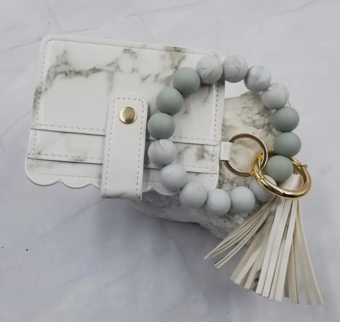 White and Gray Silicone Bracelet with ID wallet