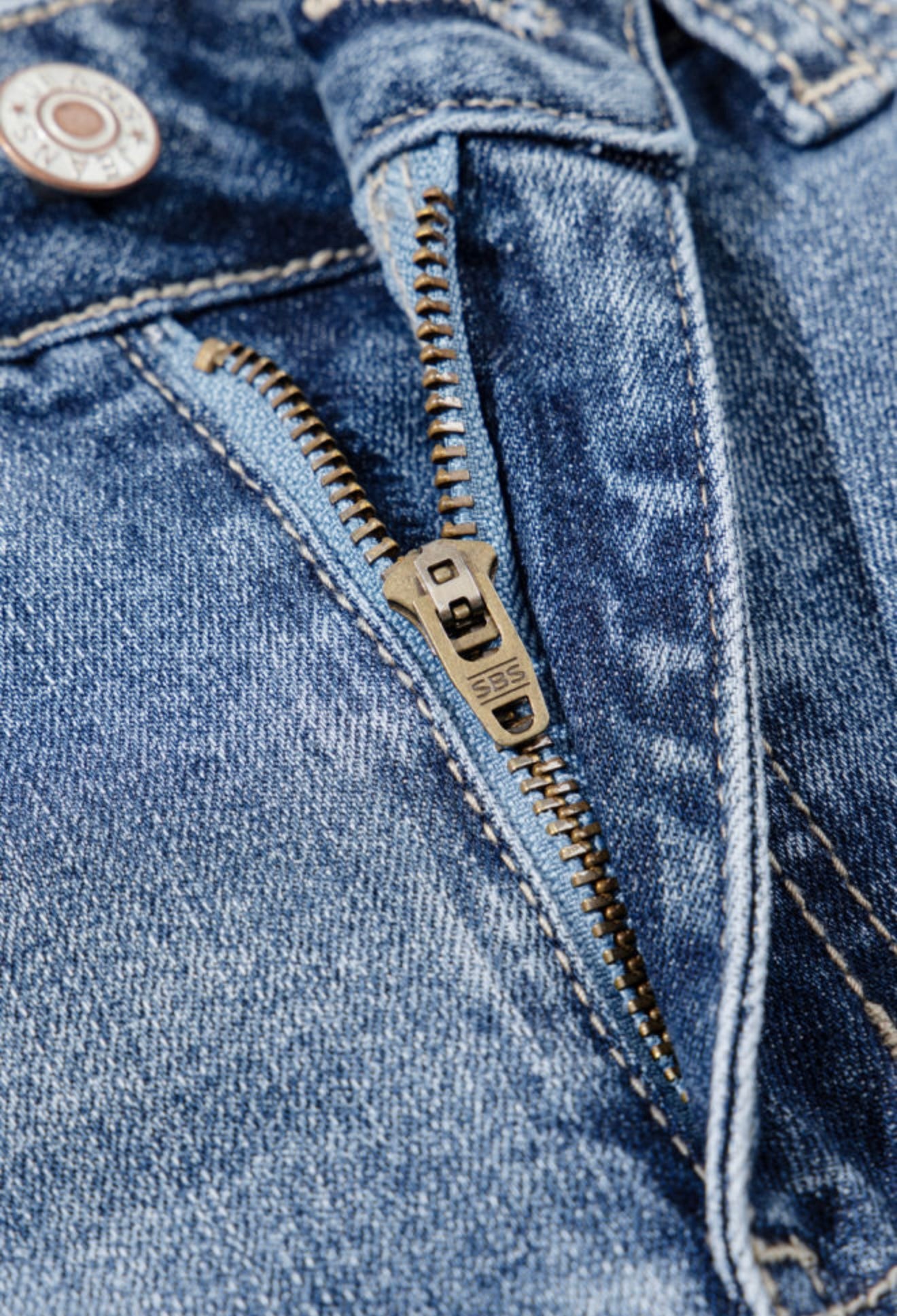 Distressed Blue Jeans with Trendy Frayed Wide Leg Hem