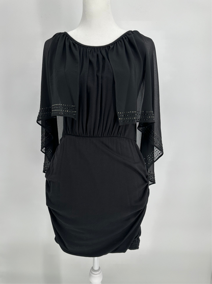 Black Sheer Cape style Cocktail Dress