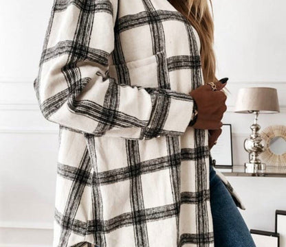 BWF Winter White and Black Flannel Shacket/Mini Dress Shirt