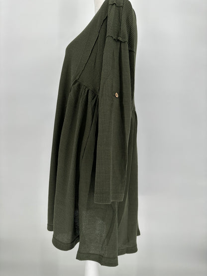 Umgee Olive Green Waffle Weave Dress
