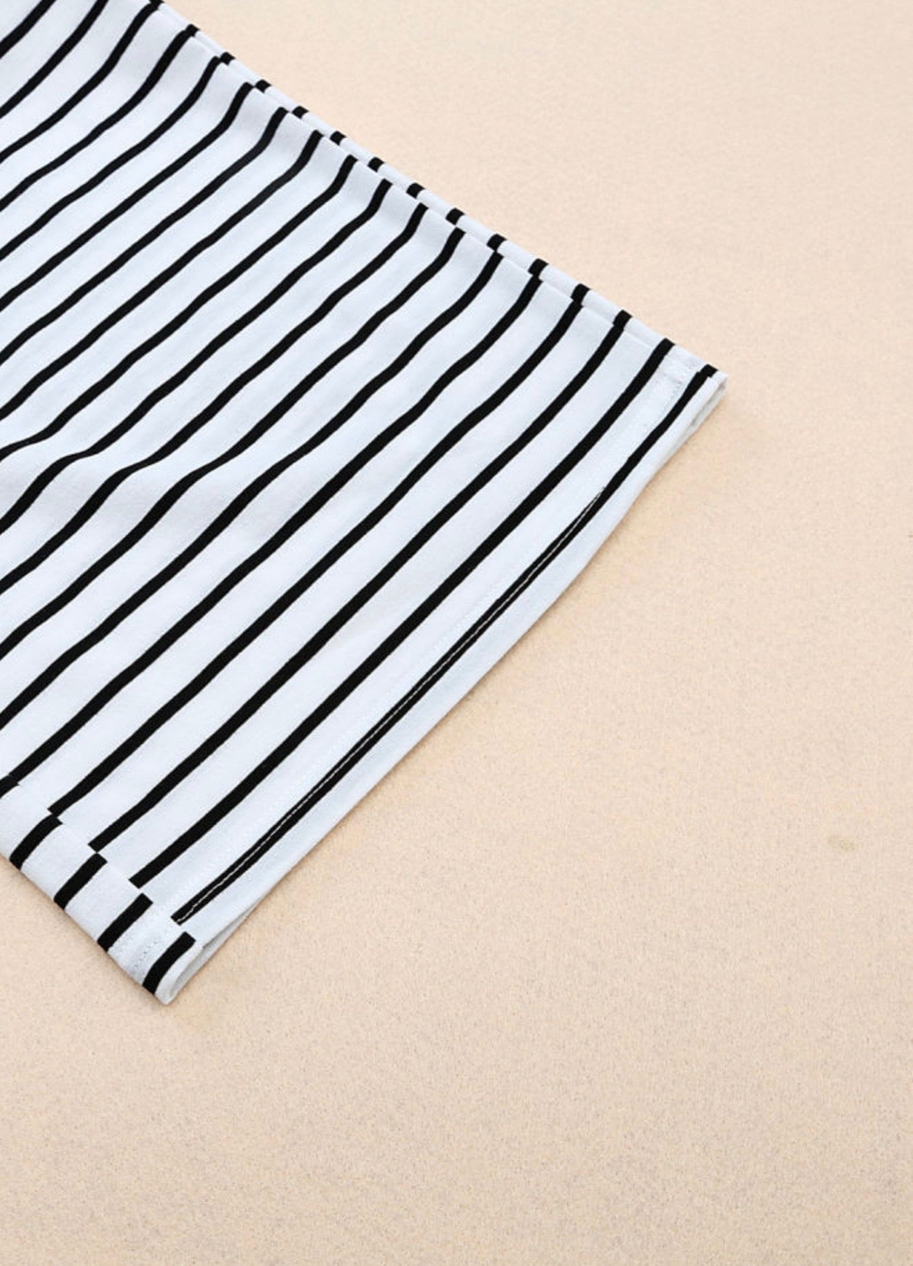 Black and White Stripe Drawstring Pants
