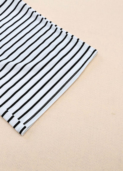 Black and White Stripe Drawstring Pants