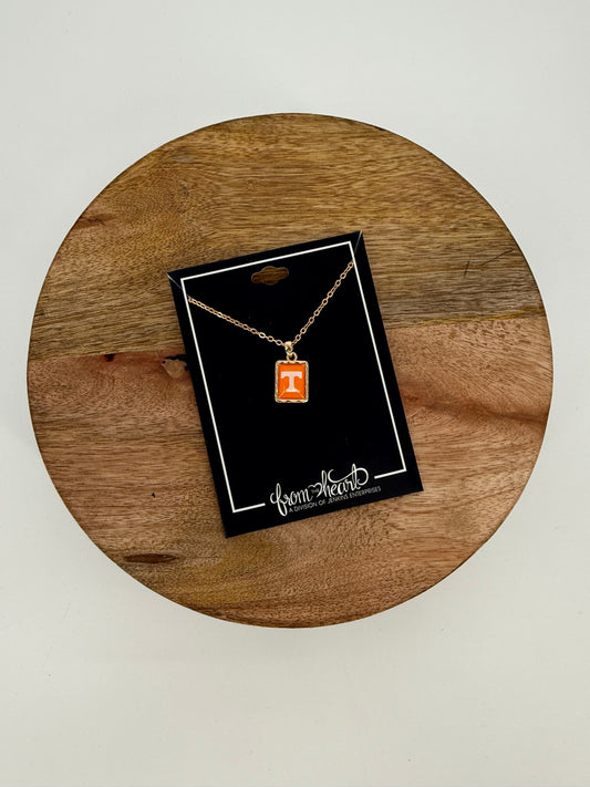 Gold Power T Rectangle shaped Necklace from the heart