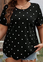 PP1 Black Polka Dot Top with Scallop Hem Detail