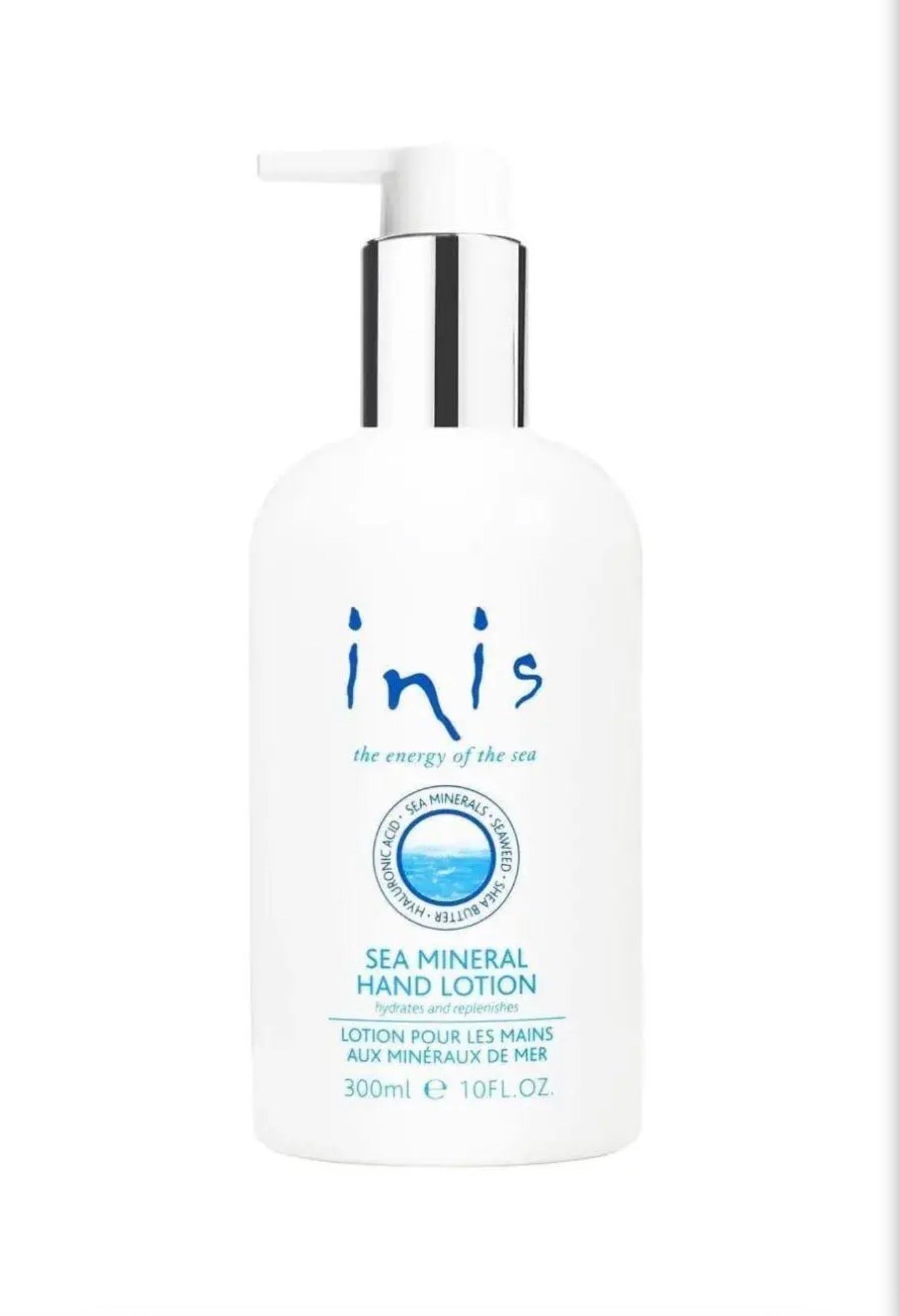 Inis Bath and Body Products collection displayed with bottles and packaging, featuring clean, elegant design and soothing branding.