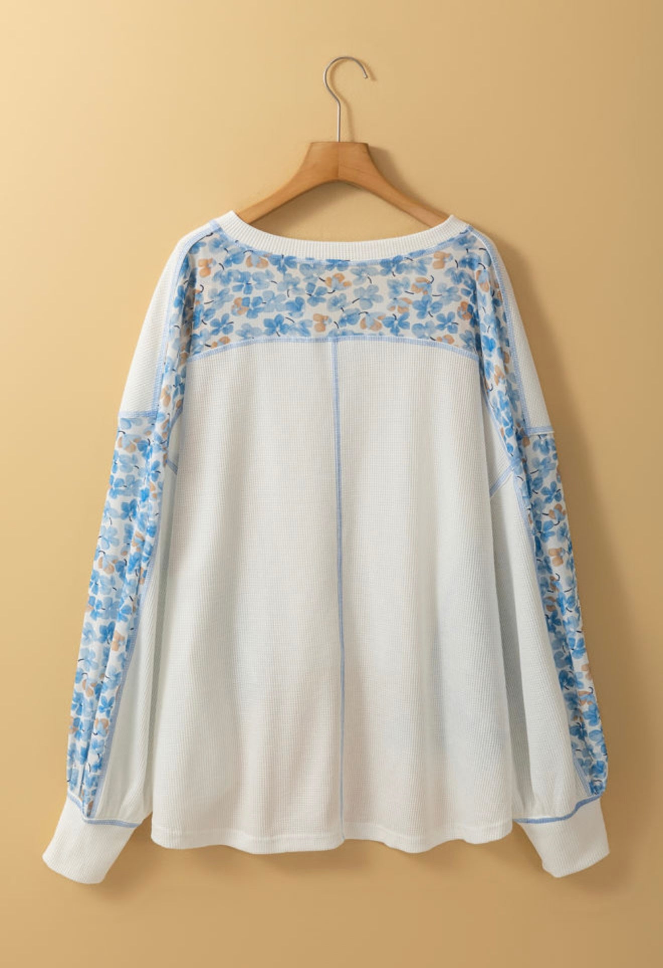 A45 Blue Floral Print Dolman Sleeve Top with White Boddice - Ivy's Gifts & Boutique