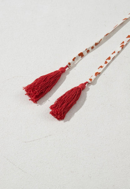Multi Color Embroidered Top With Tassel Tie