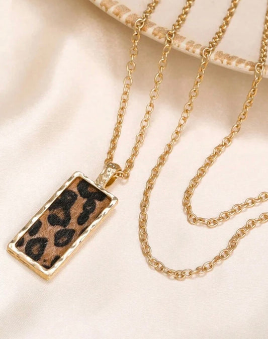 Animal Print Rectangle Shaped Necklace