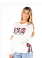 Long sleeve SSJR Jesus Is The Reason shirt with side bow accents by Ivy's Gifts & Boutique, featuring a comfortable fit and detailed design.