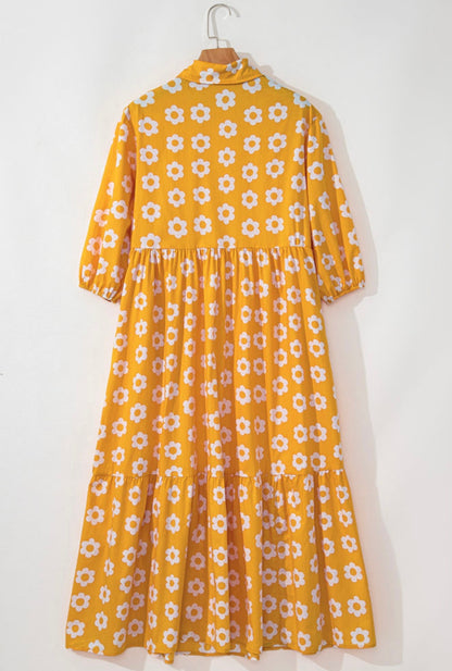 Orange Daisy Printed Maxi Dress