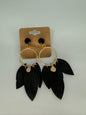 Black Leatherette Leaf Shaped Earrings