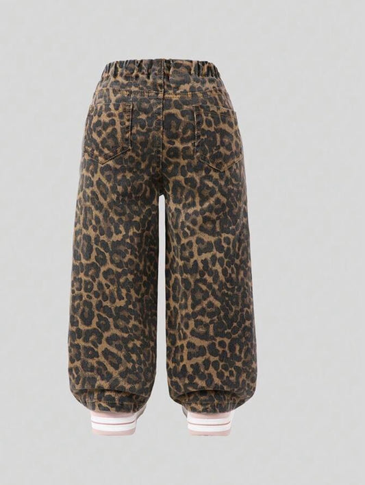 Ivy's Gifts & Boutique animal print jeans with elastic drawstring waist, front and back pockets, stylish and comfortable denim pants