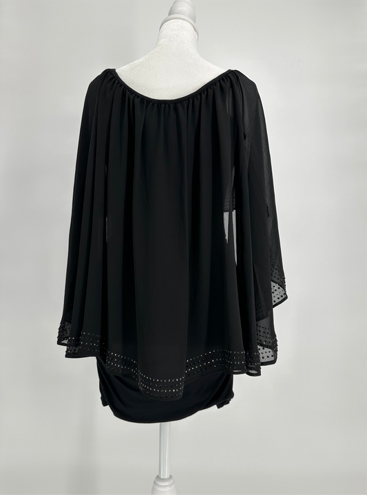 Black Sheer Cape style Cocktail Dress