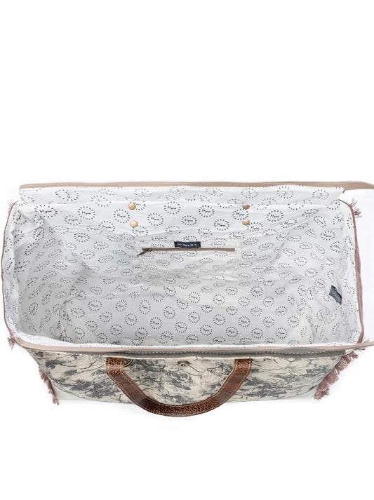 MY19 Floweret Printed Canvas Weekender Bag With Lots of Space, Pockets, and Outer Side Pocket for All of Your Weekend Travels