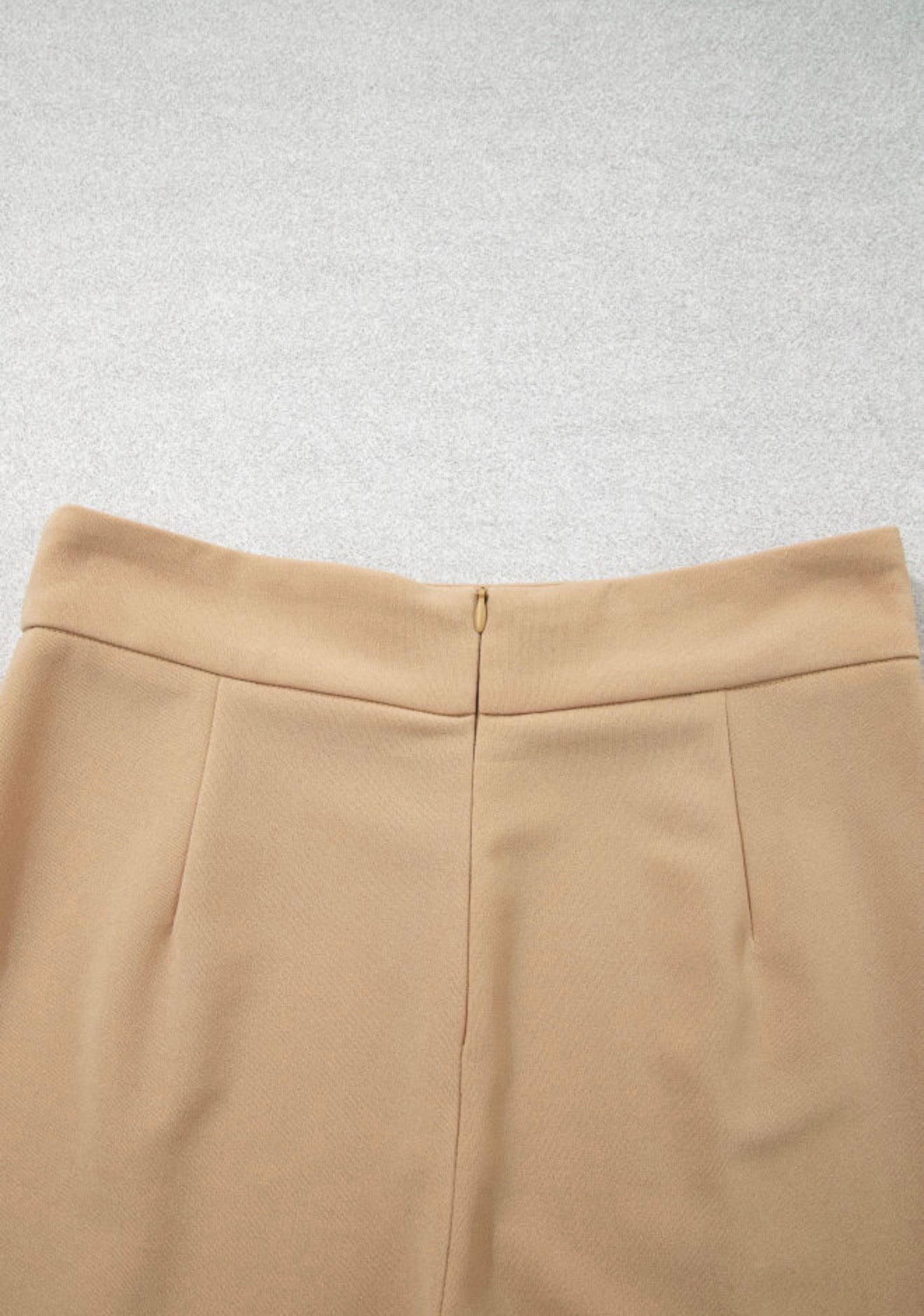 MLDP Khaki Color High Waist Pants with Sewn Crease for Added Style