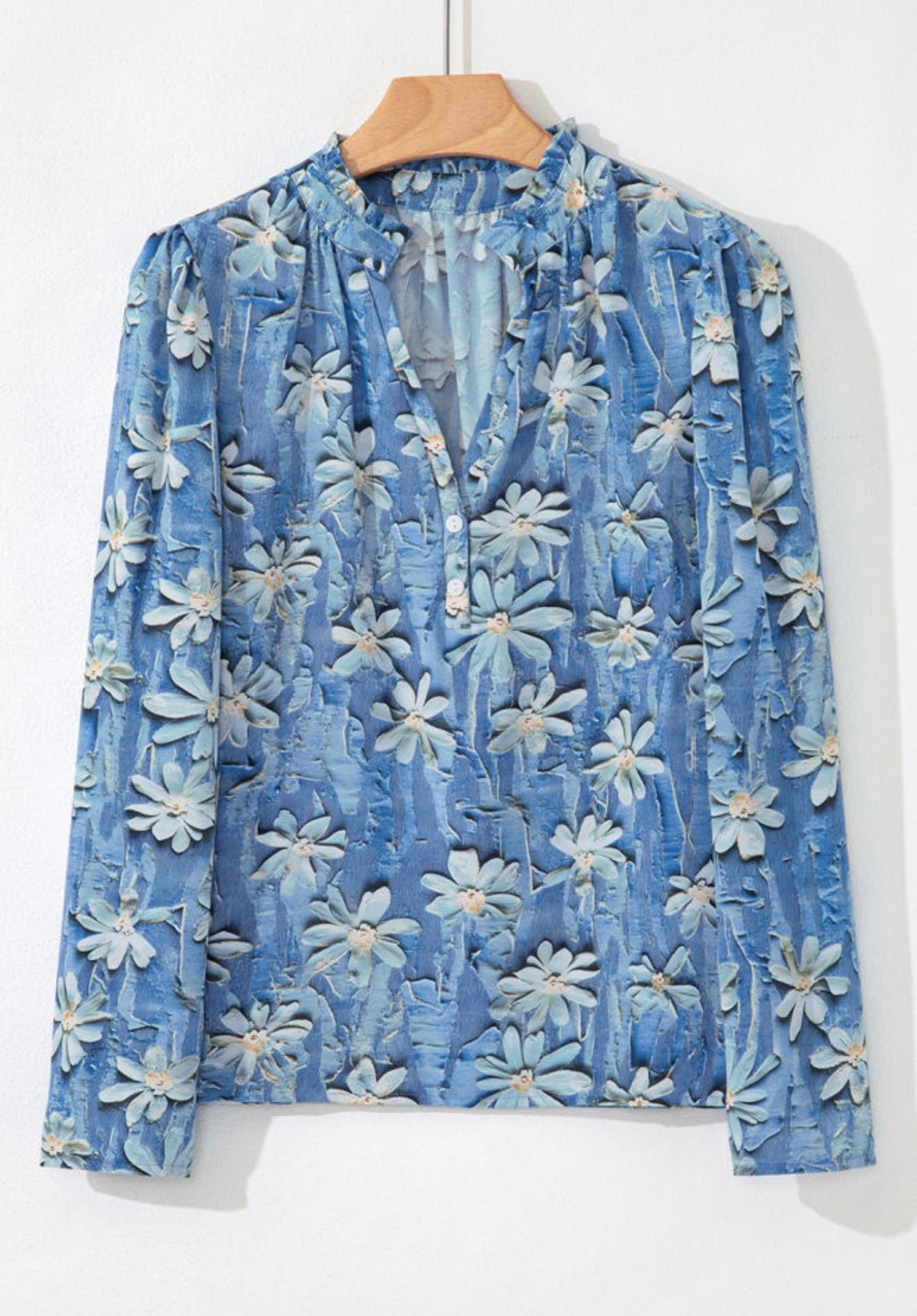A17 Blue Floral Print Blouse